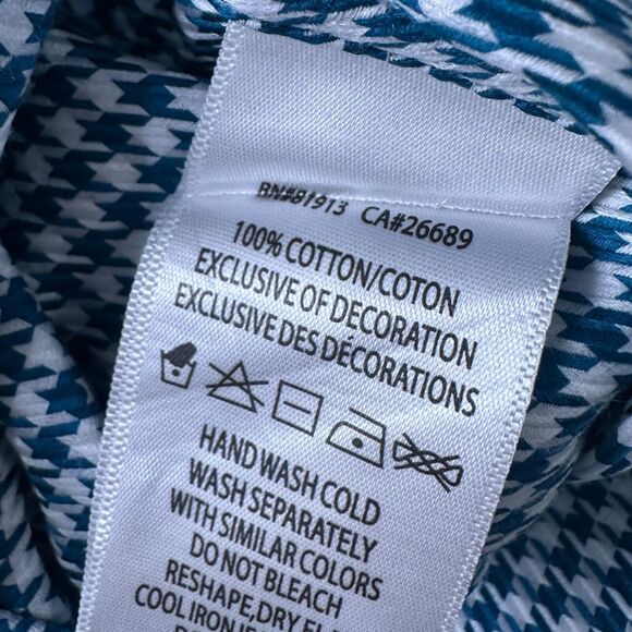 Robert Graham Shirt Men's Medium Blue Houndstooth UK England London Flip Cuff - Picture 8 of 11